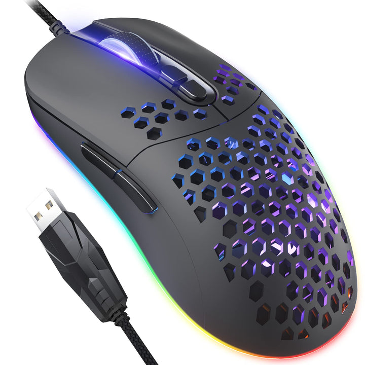 Gaming Maus 7200 DPI RGB Waben Design für PC Laptop C306, C306