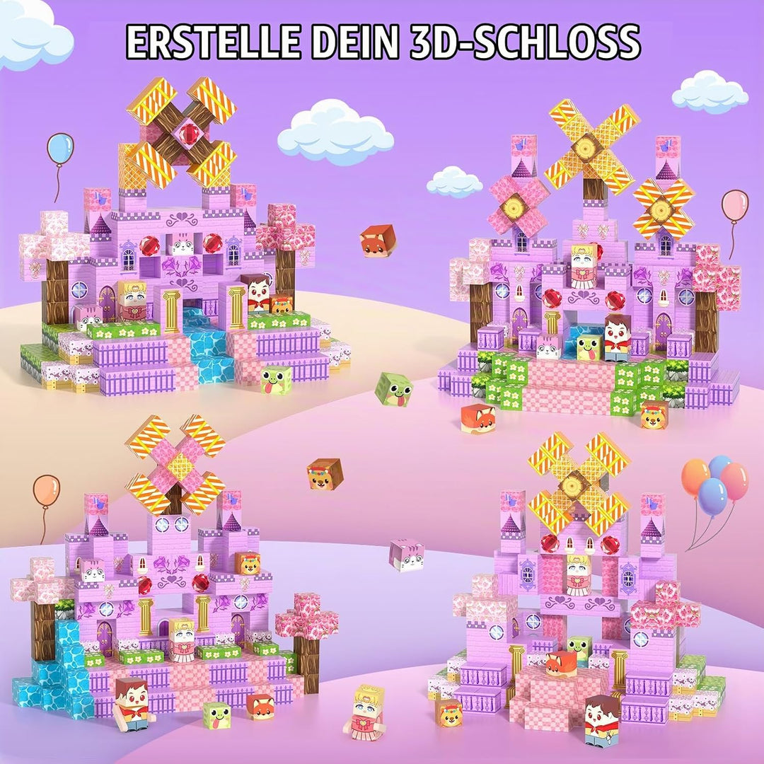 Magnetische Bausteine, Magnetic Blocks 200 PCS ab 3 Jahre Kinder, Magnetbausteine für Jungen Mädchen
