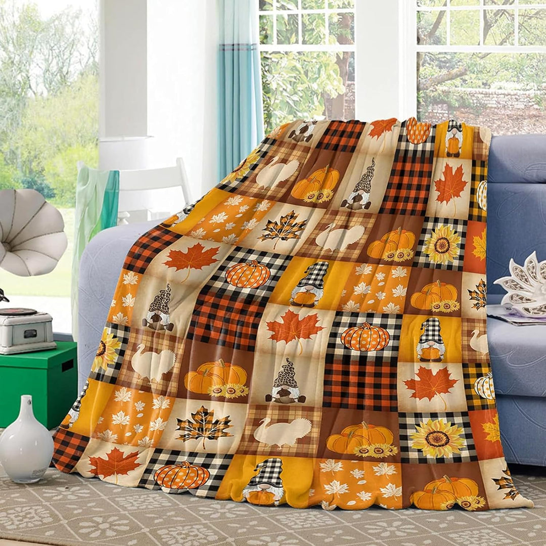 Halloween Kürbis Decke 130 x 150 cm Flanell Herbst Kürbis Geschenk Thanksgiving Geschenk Fleece Herb