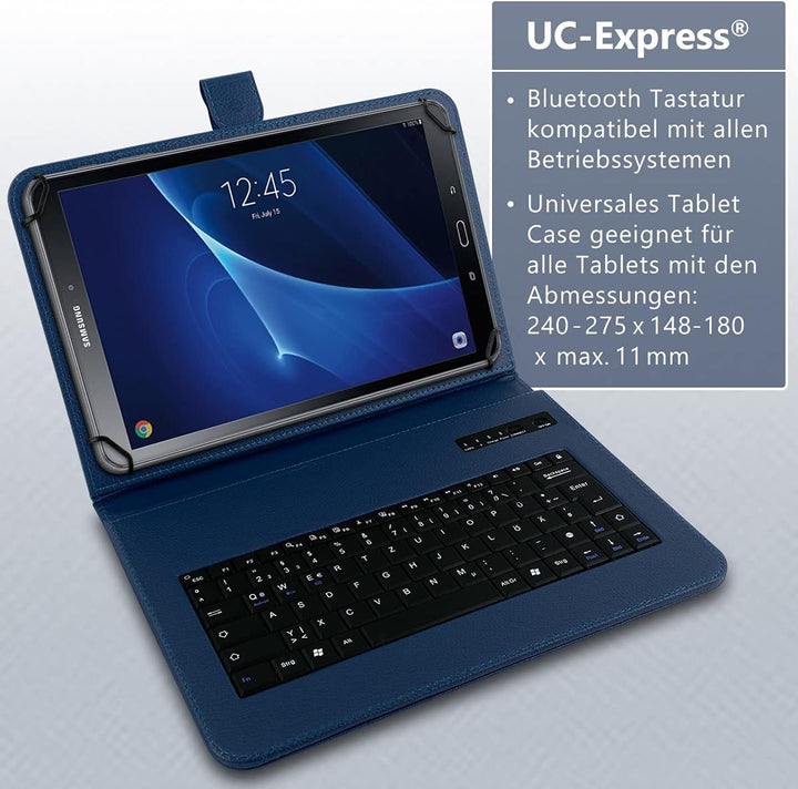 UC-Express Tablet Tasche kompatibel für Samsung Galaxy Tab A6 10.1 2016 T580 T585 Tastatur Hülle Blu