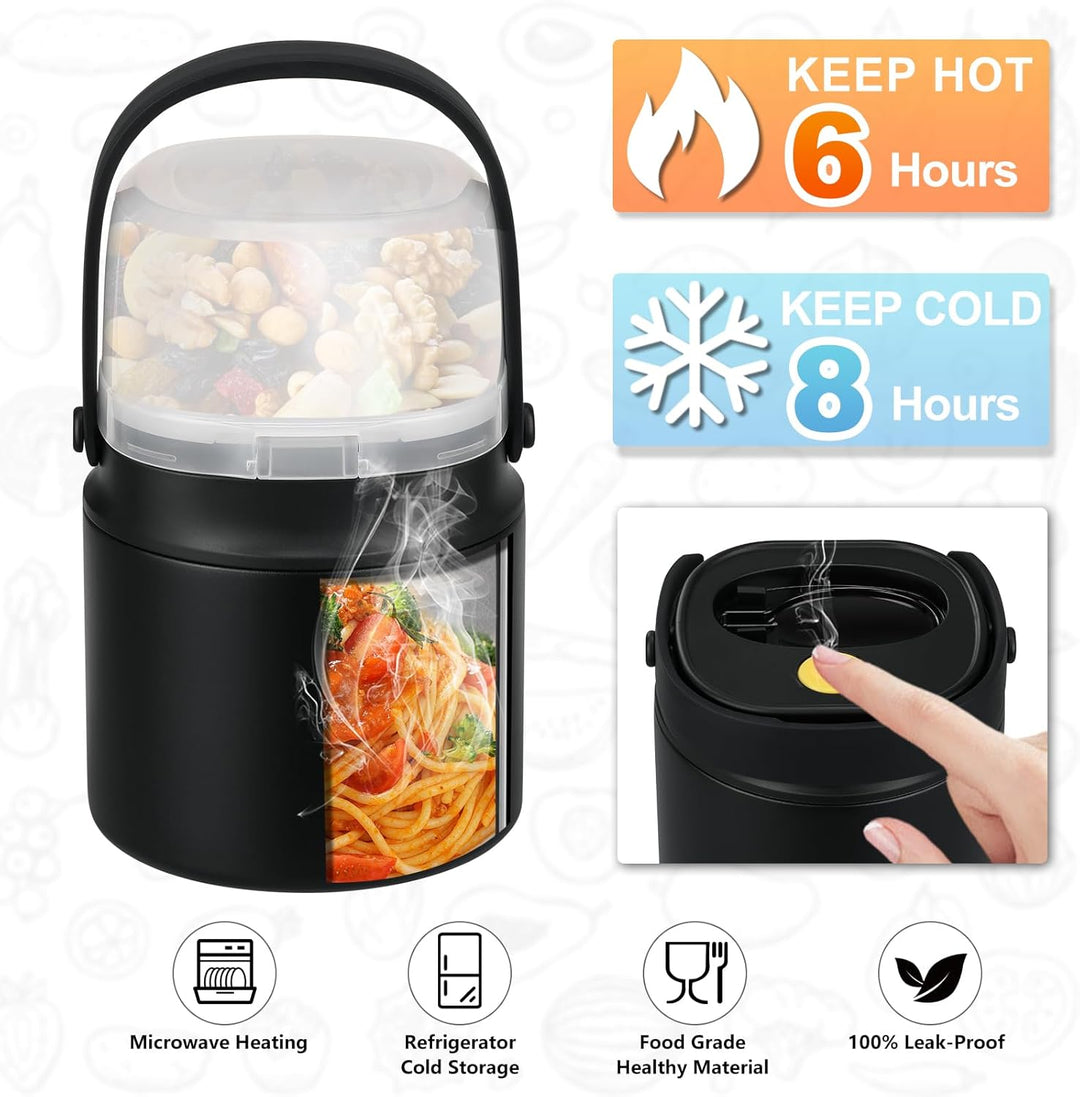 Itslife Thermobehälter für Essen 450ml mit 2pcs Snackbox, Auslaufsicherer Lunchbox Kinder mit Löffel