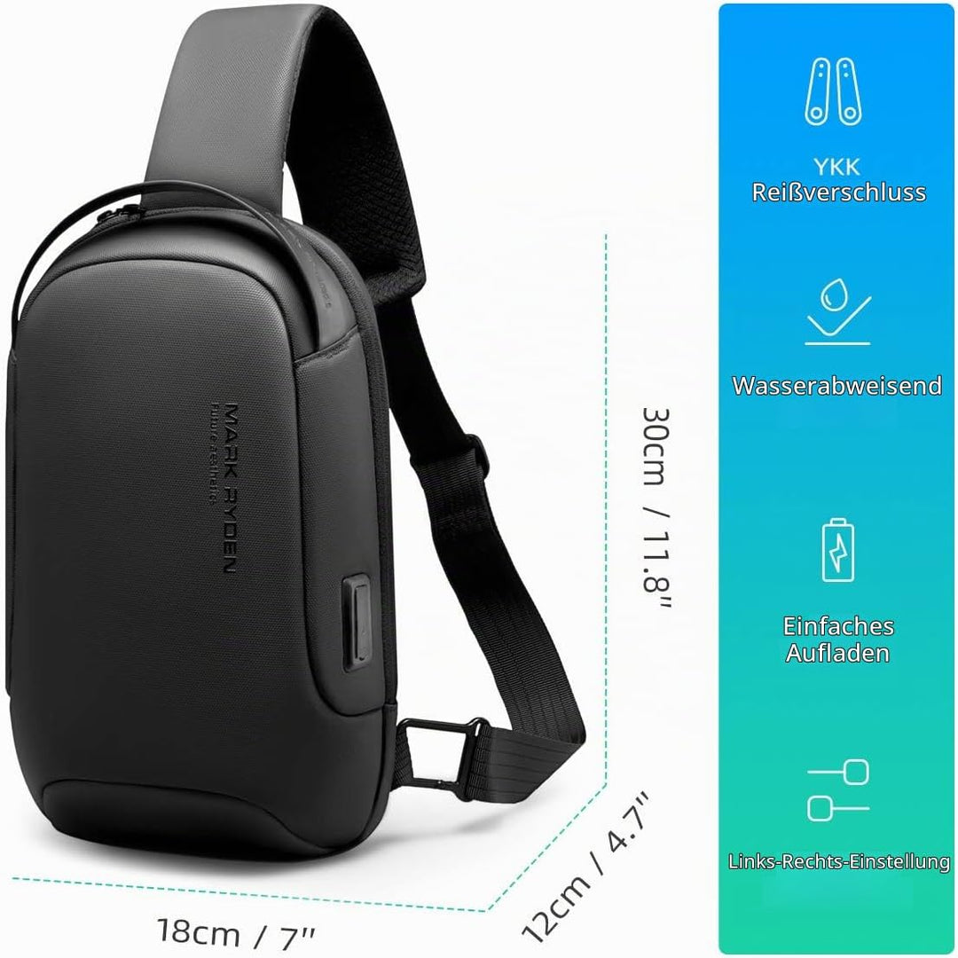 MARK RYDEN Crossbody wasserdichte Schultertasche für Männer Damen Diebstahlsicherung Brusttasche Tra