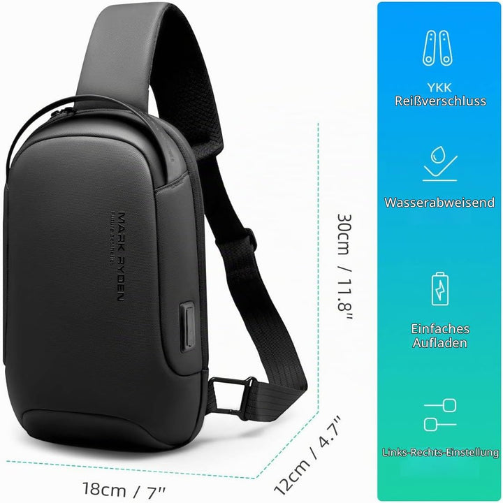 MARK RYDEN Crossbody wasserdichte Schultertasche für Männer Damen Diebstahlsicherung Brusttasche Tra