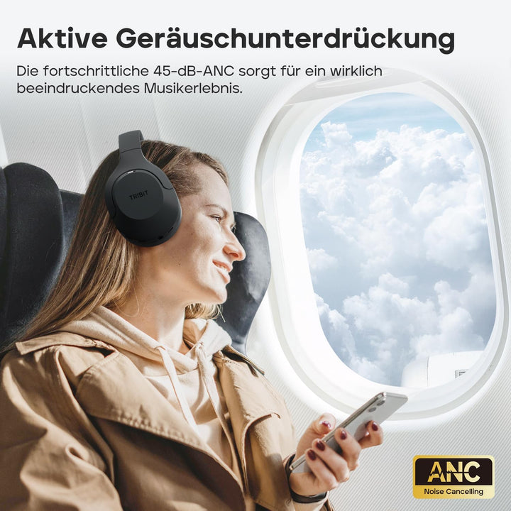 Tribit QuietPlus 81 Over-Ear Kopfhörer mit Noise Cancelling, 110 Std., Schnellladen, Bluetooth 6.0,