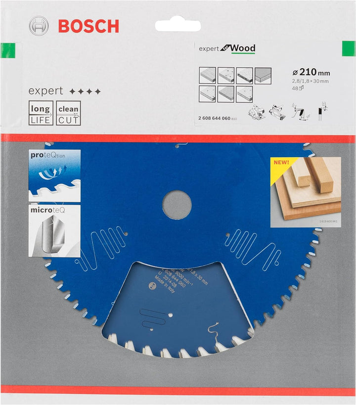 Bosch Professional 1x Kreissägeblatt Expert for Wood (für Holz, Sägeblatt Ø 210 x 30 x 2,8 mm, Zähne