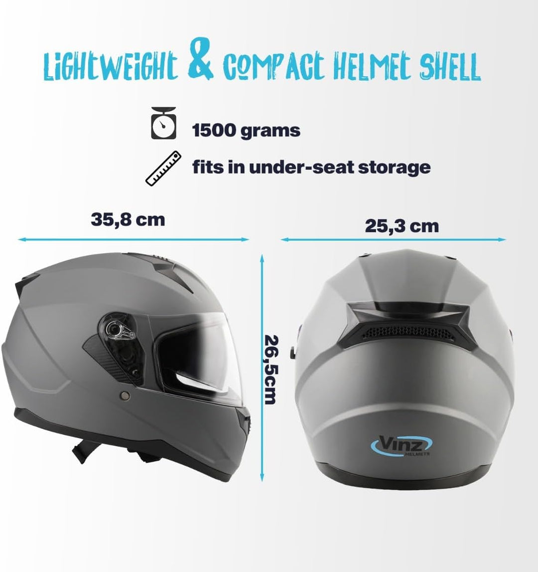 VINZ Kennet Integralhelm mit Sonnenblende | ECE 22.06 & PINLOCK vorbereitet | Motorradhelm für Herre