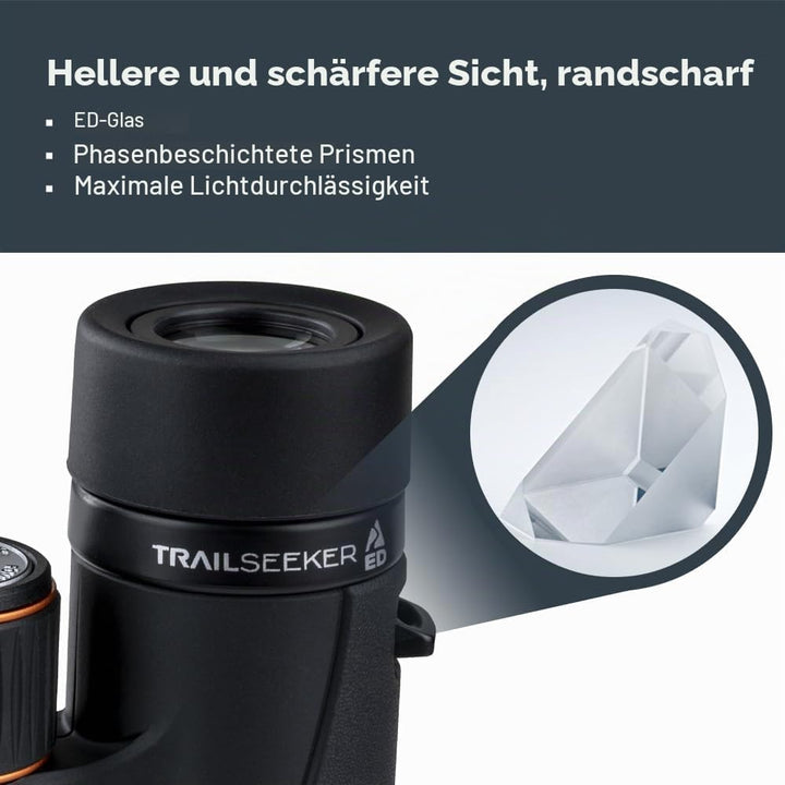 Celestron 71401 TrailSeeker ED 8 x 32 Dachprismen-Fernglas, Vollbreitband-Mehrschichtlinse, BaK-4 Pr