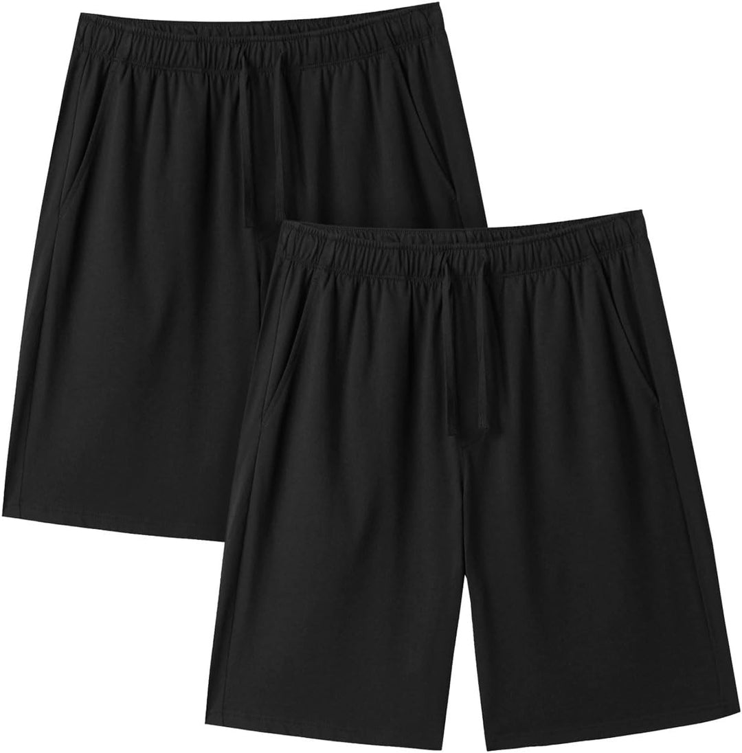 LAPASA Herren Pyjama Shorts mit Taschen, 2er Pack Pyjamahose Schlafshorts Baumwolle Kurze Schlafanzu