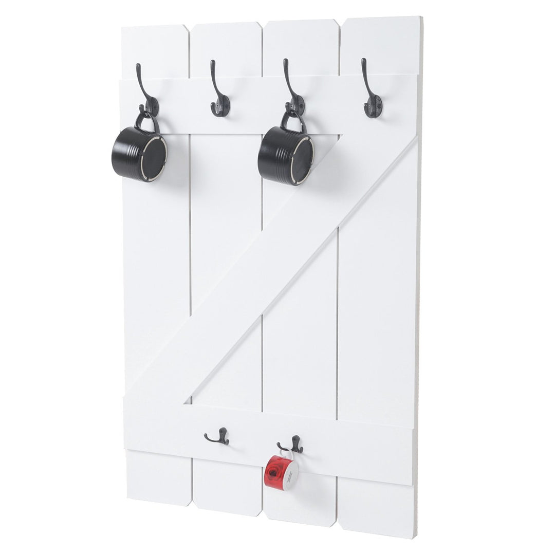 Mendler Tassenhalter HWC-D13, Hängeregal Tassenbrett Wandboard, 6 Haken 91x60cm - weiss lackiert Wei