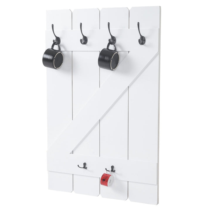 Mendler Tassenhalter HWC-D13, Hängeregal Tassenbrett Wandboard, 6 Haken 91x60cm - weiss lackiert Wei