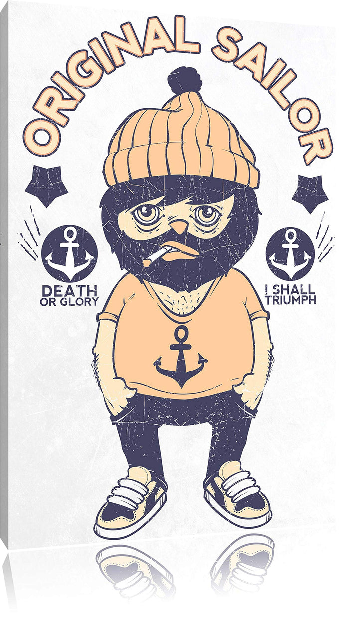 Pixxprint Original Sailor White Bild auf Leinwand, XXL riesige Bilder fertig gerahmt mit Keilrahmen,