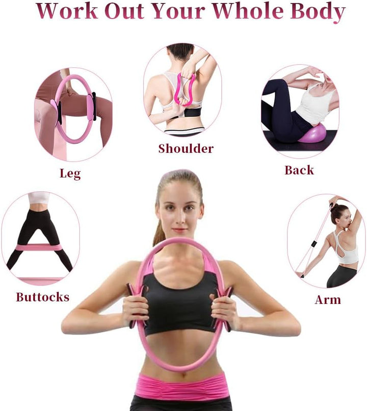 Pilates Ring Set, 15 Stück Pilates Essentials Kit für Frauen, Pilates Ring Zubehör Sets, mit Yoga Ba
