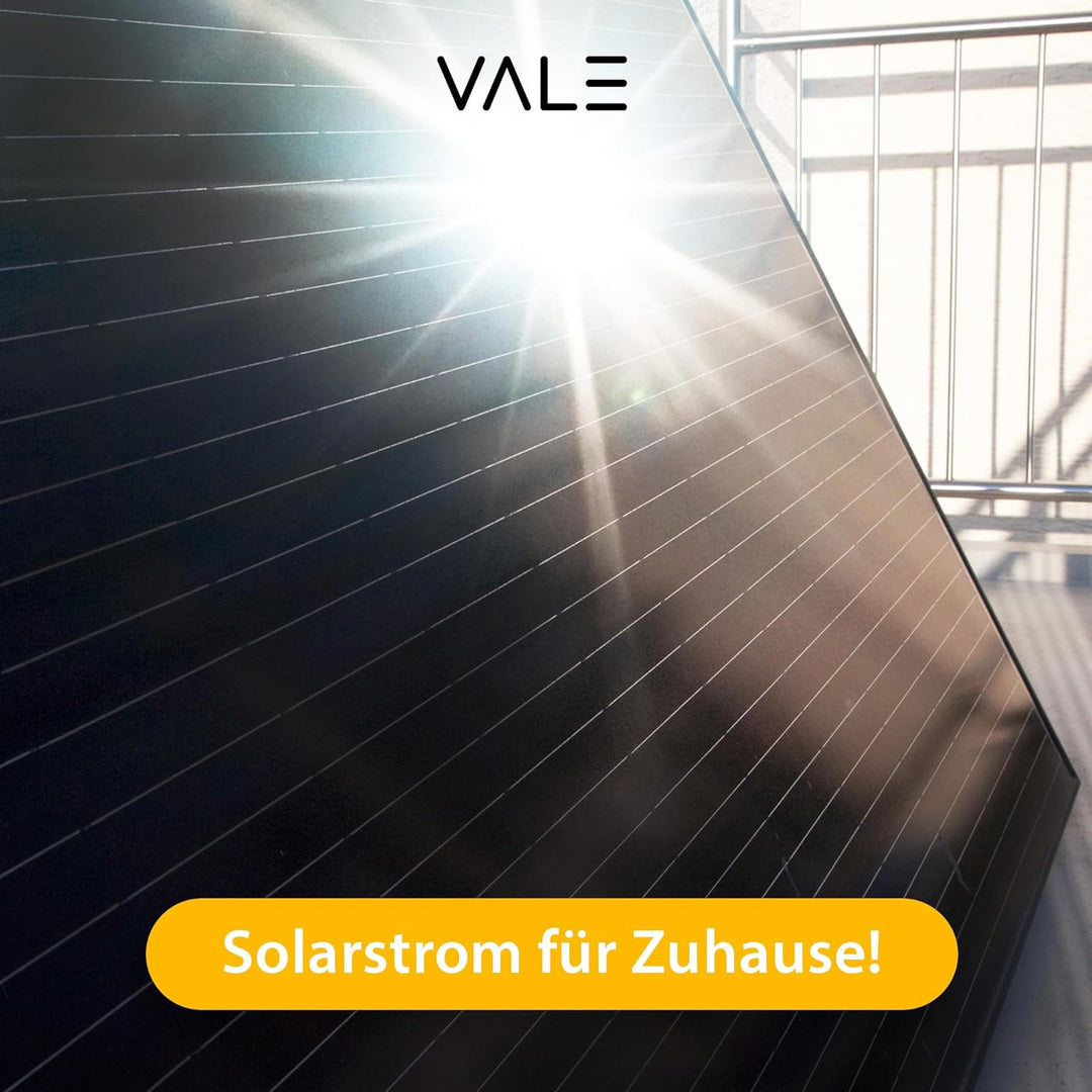 VALE Solarmodul-Set Bifazial 1800 Wp Full Black - Glas-Glas-Module - Solarpanel für Balkonkraftwerke