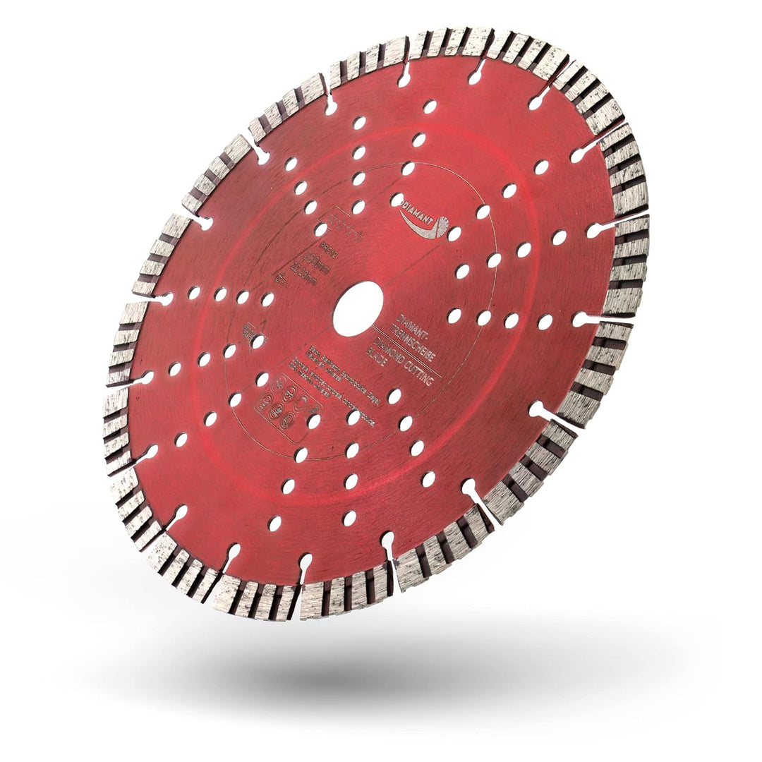 PRODIAMANT Turbo Diamant-Trennscheibe 230mm x 22,23 mm Segmenthöhe 12mm für Beton Naturstein Ziegel