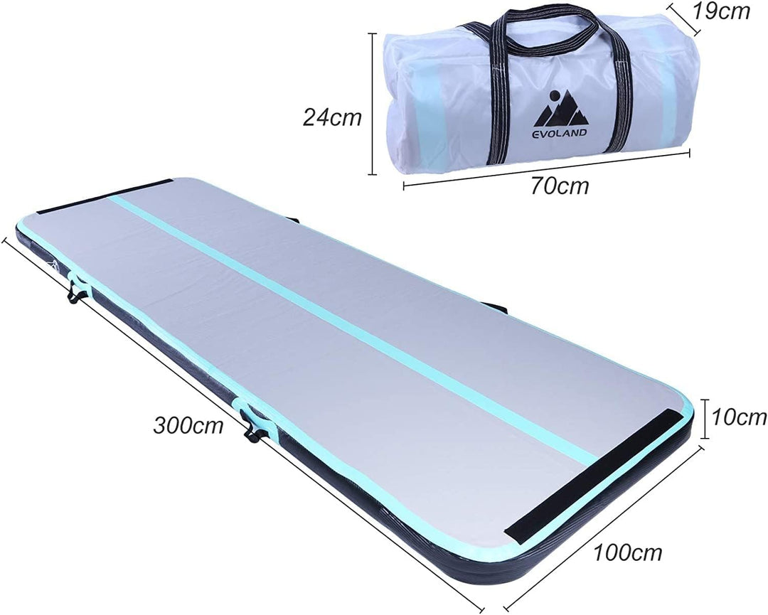 EVOLAND Turnmatte Aufblasbar, Tumbling Matte, Aufblasbare Matte Tumbling Track mit elektrischer Pump