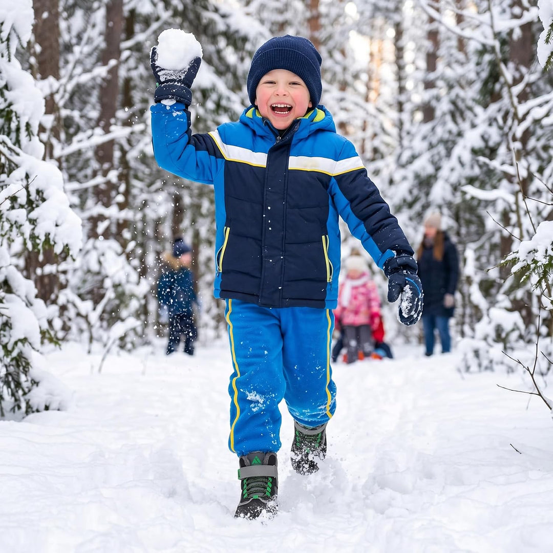 Mishansha Kinder Winterschuhe Gefüttert Winterstiefel für Jungen Mädchen Gr.24-38 33 EU Schwarz Grau