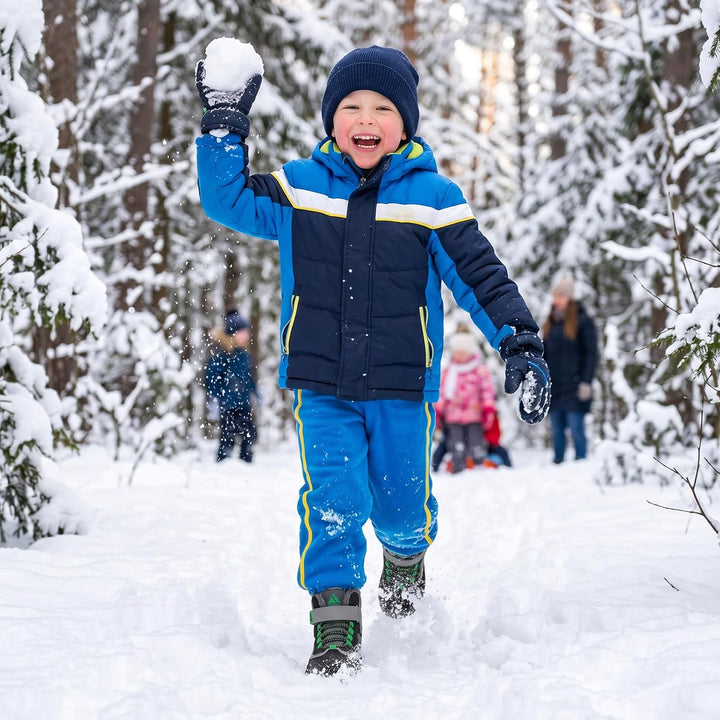 Mishansha Kinder Winterschuhe Gefüttert Winterstiefel für Jungen Mädchen Gr.24-38 33 EU Schwarz Grau