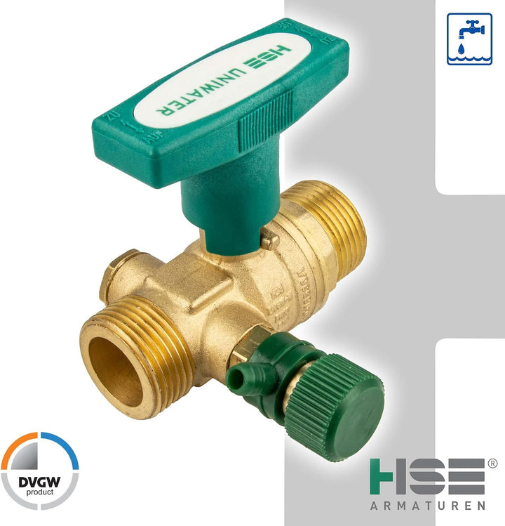 UNIWATER 1 1/4 (5/4) Zoll - DN 25 Trinkwasser-Kugelhahn mit Entleerung, Aussengewinde x Aussengewind