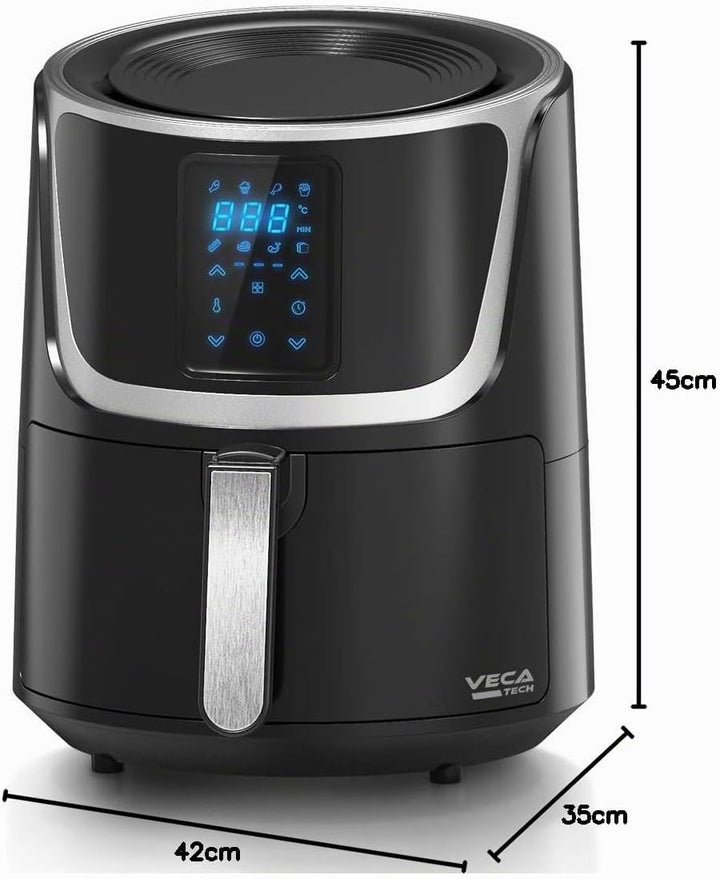 VECATECH Heissluftfritteuse XXL 5,5l, Airfryer mit Digitalem Touchscreen, 8 Voreingestellte Programm