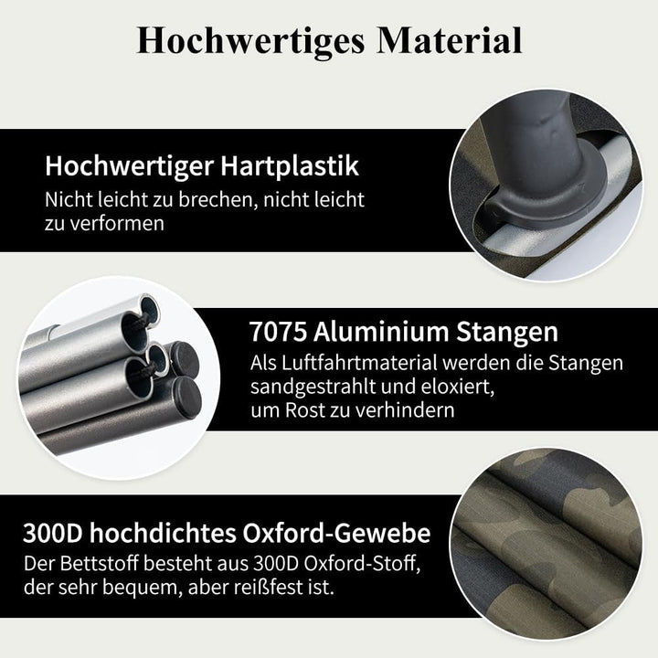 TOMOUNT Feldbett Ultraleichtes 190x70cm Camp Klappbett aus Aluminium Kompaktes Campingliege einfach