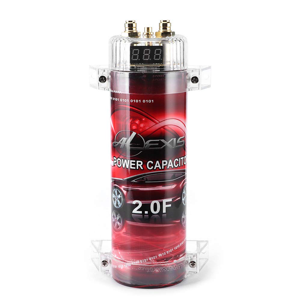 Sharainn Farad Kondensator, 2.0 Farad Leistungs Kondensator LED Rot Auto Audio Kondensator 10-16VDC