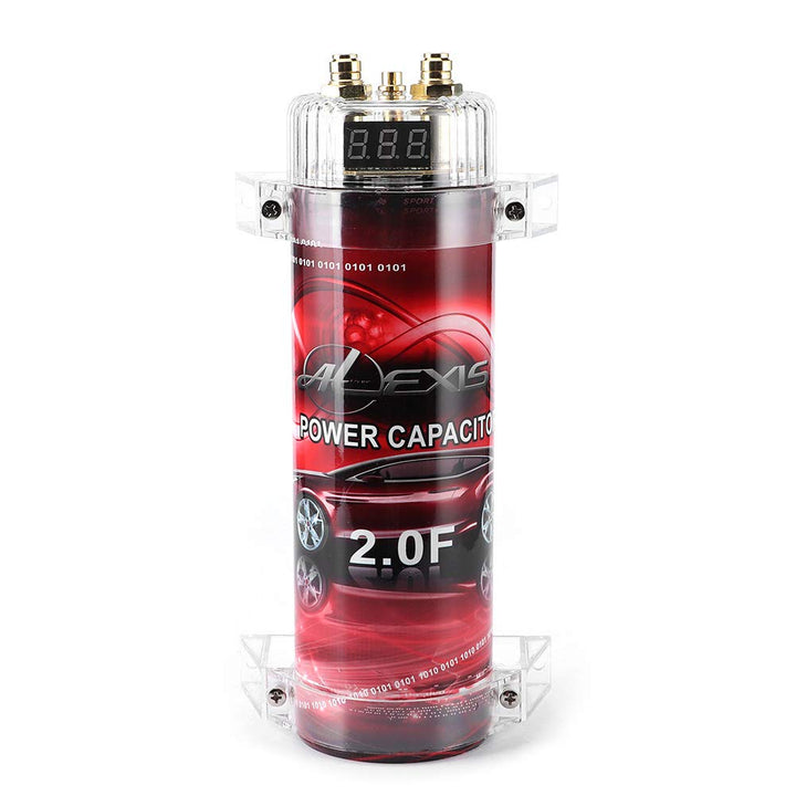 Sharainn Farad Kondensator, 2.0 Farad Leistungs Kondensator LED Rot Auto Audio Kondensator 10-16VDC