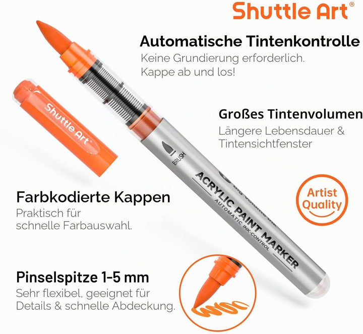 Shuttle Art 48 Farben Acrylstifte für Steine wasserfest, Steine bemalen Stifte Set mit automatischer