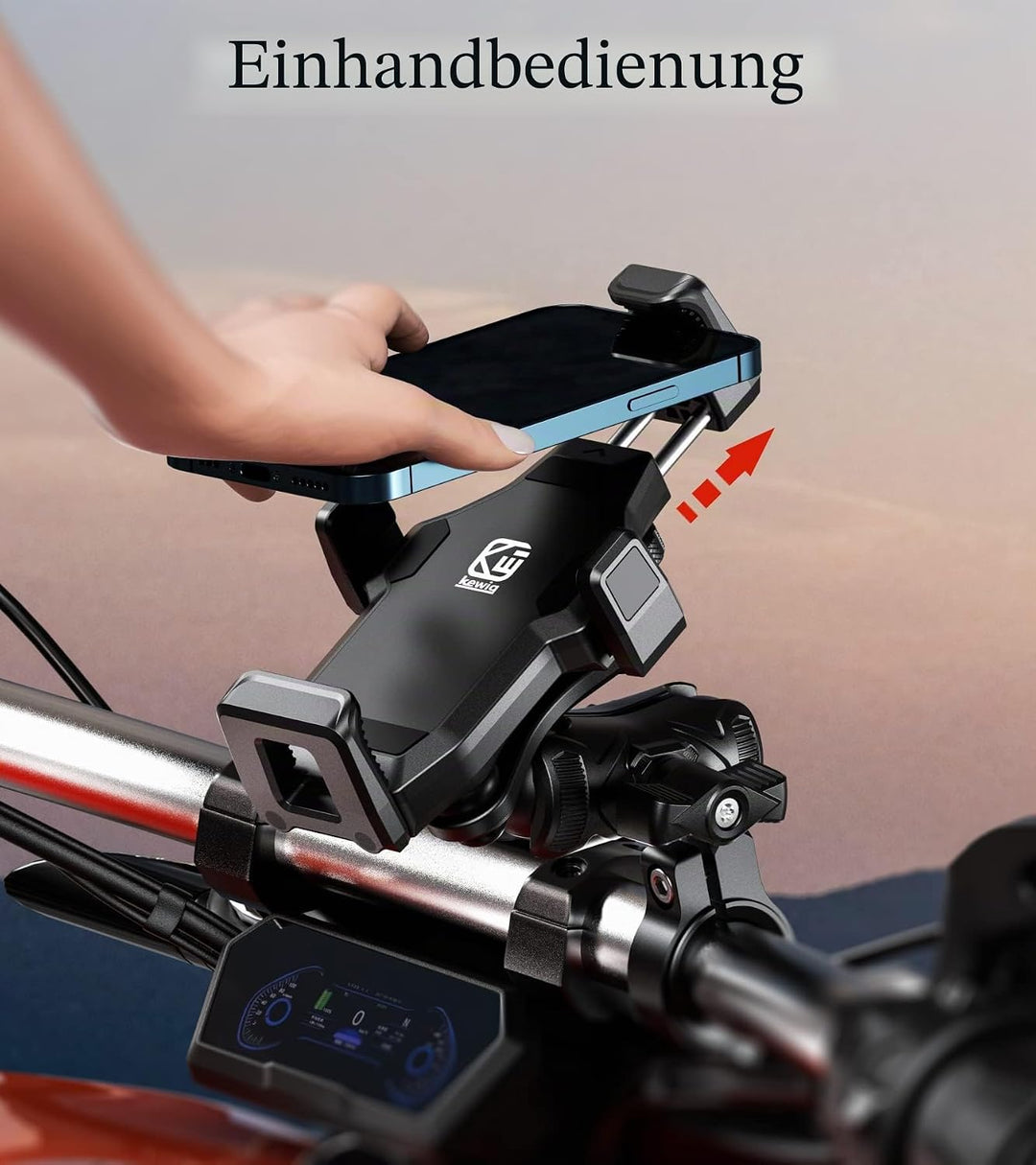 Kewig Motorrad Handyhalterung mit Vibrationsdämpfer und Hochgeschwindigkeits Sicherheitsschloss, neu
