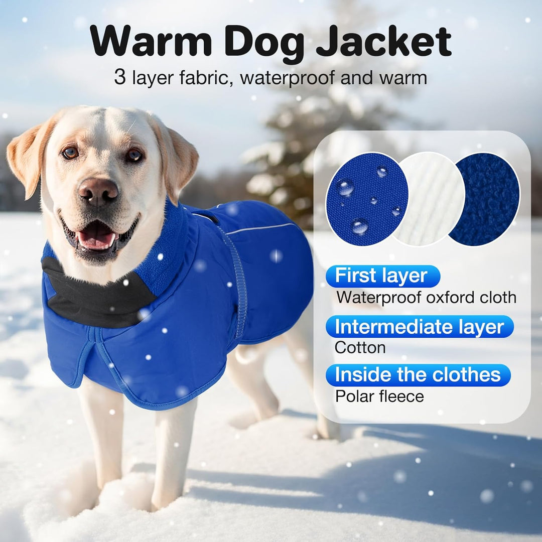 Warme Hundemäntel, wasserdichte Reflektierende Hundejacke, Winddichter Wintermantel mit Hohem Kragen