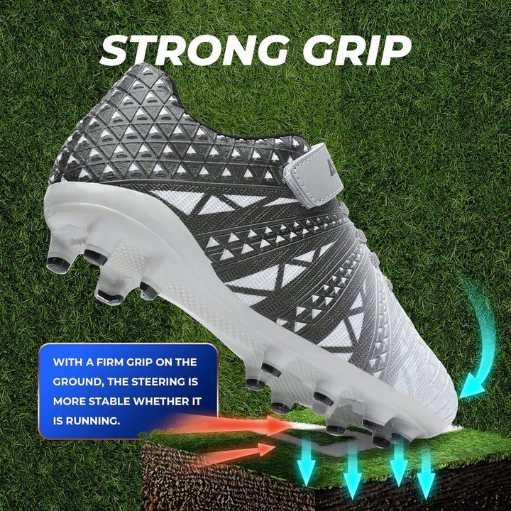 Littleplum Fussballschuh Kinder Footballschuhe Outdoor Athletic Soccer Schuhe 37 EU B Silber Schwarz