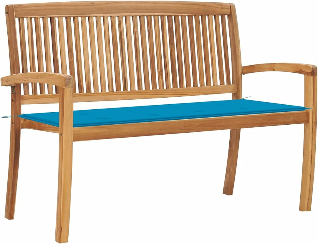 Tidyard Teak Massiv Gartenbank mit Auflage Stapelbar Holzbank Sitzbank Parkbank Terrassenbank Bank G