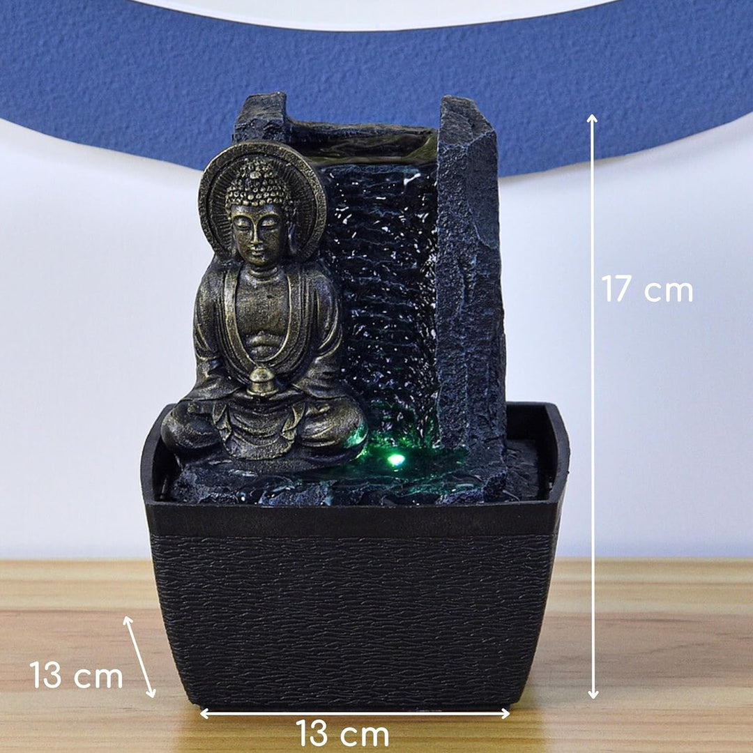 Zen'Light - Zimmerbrunnen Buddha Harmonie - Wasserbrunnen mit geräuschloser Pumpe - LED-Brunnen mit