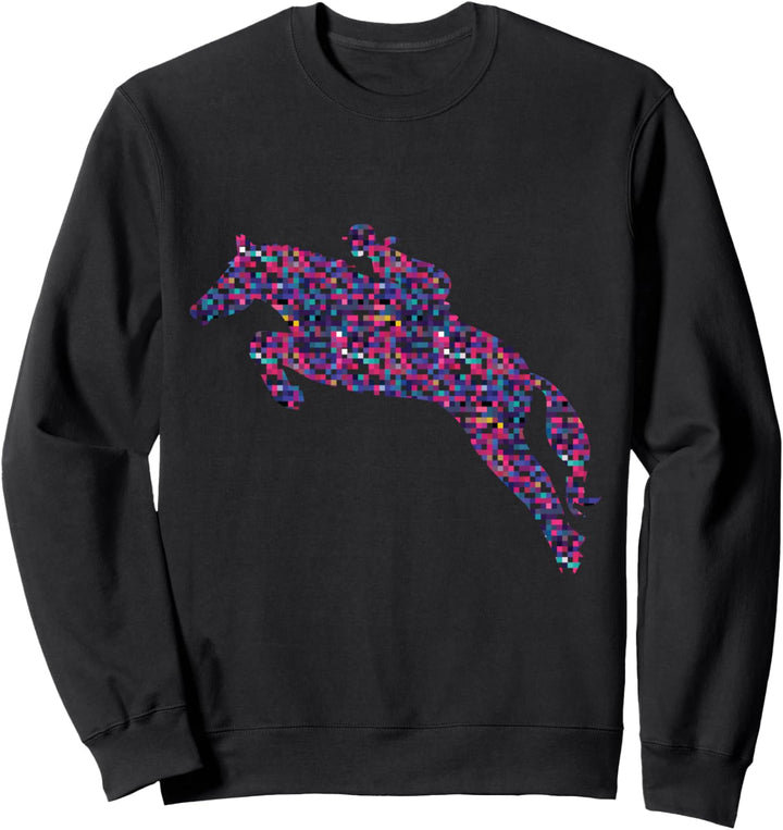 Reiter Pferd Reiterin Pferde Pixel Springreiten Dressur Sweatshirt