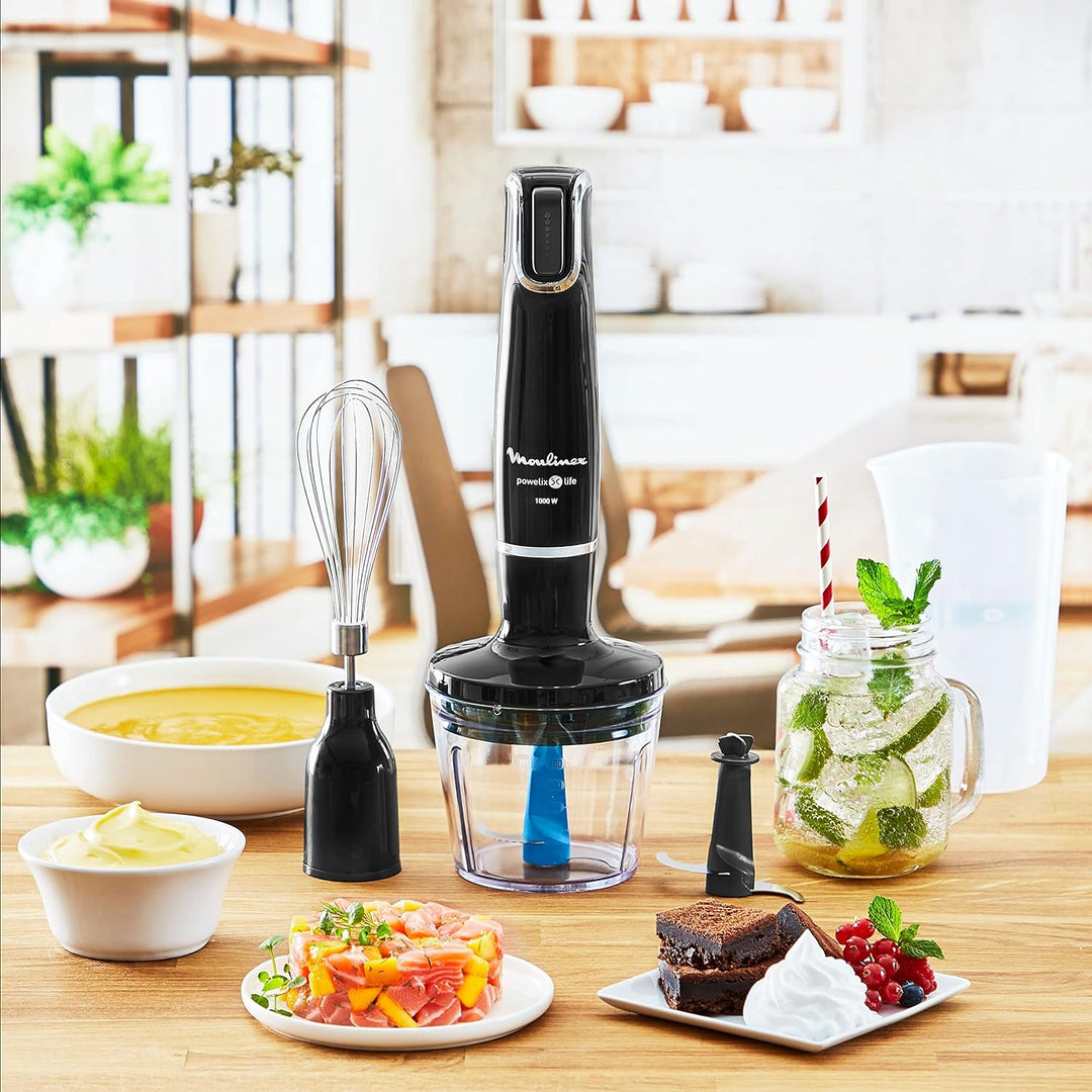 Moulinex DD9448 Stabmixer, Schwarz, 500 ml 4 accesorios Eisfarben, 4 accesorios Eisfarben