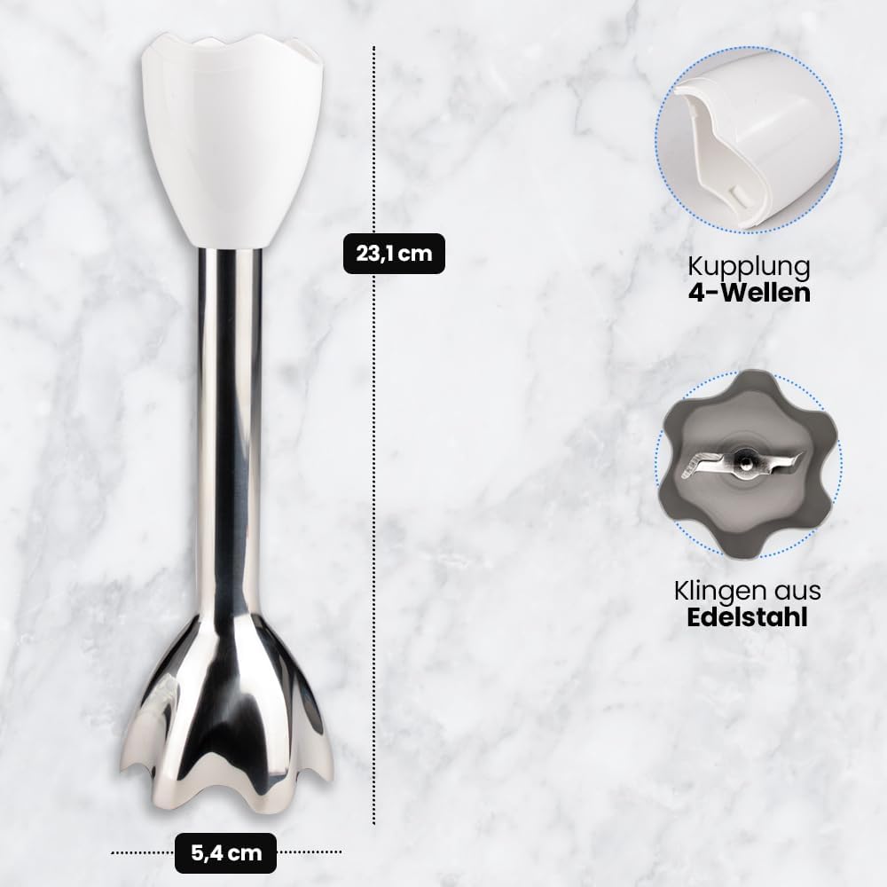 Anakel Home Ersatz-Mixerarm kompatibel mit Braun Multiquick 5 und Minipimer 3 mit 4-Wellen-Spitze |