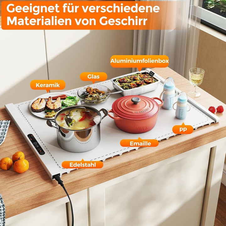 GOPLUS Warmhalteplatte elektrisch, Speisewärmer Silikon für Lebensmittel, Tragbare Wärmematte mit au