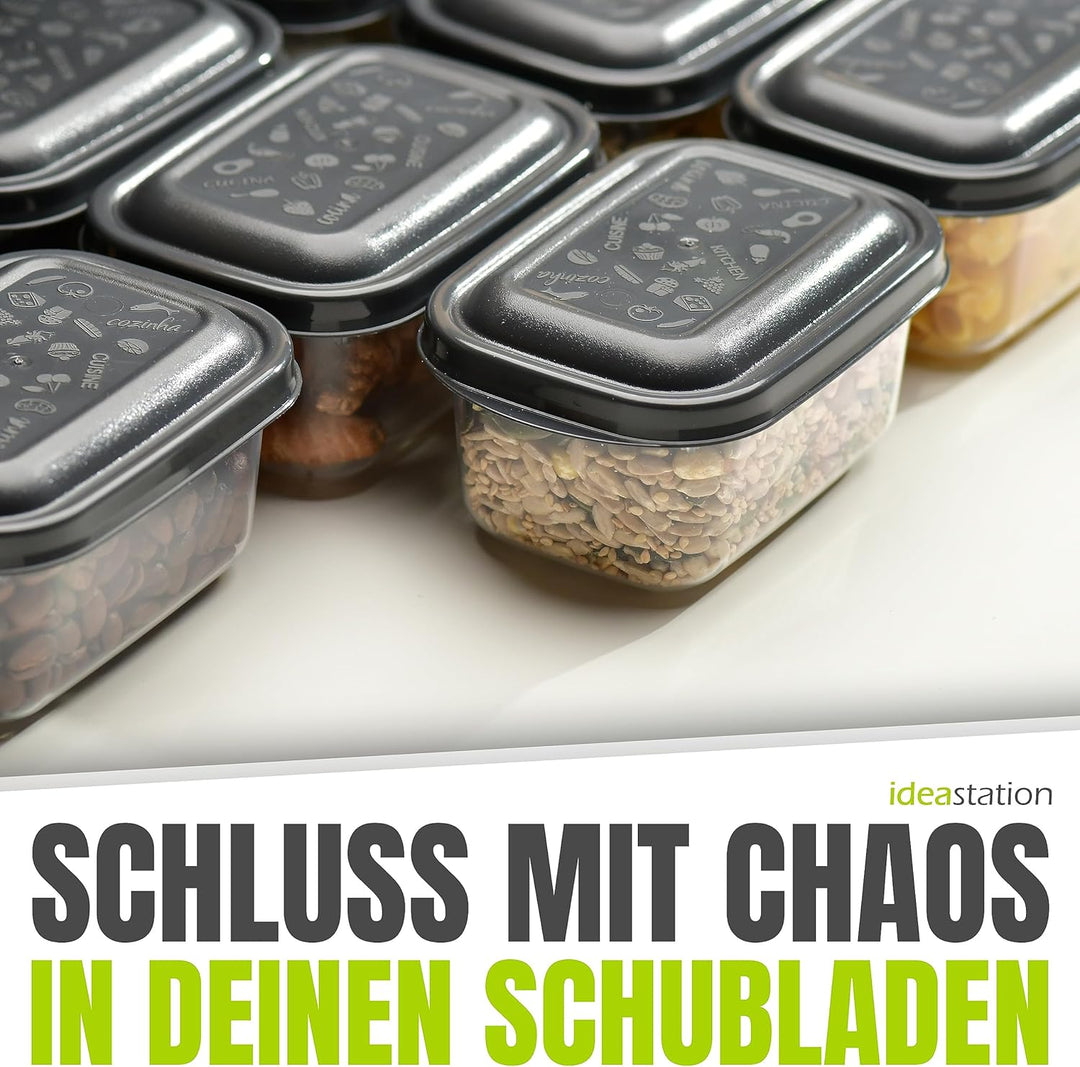 Gefrierdosen 250ml mit Deckel 12 Stück - anthrazit - stapelbare Dosen mit Deckel - kleine Frischhalt