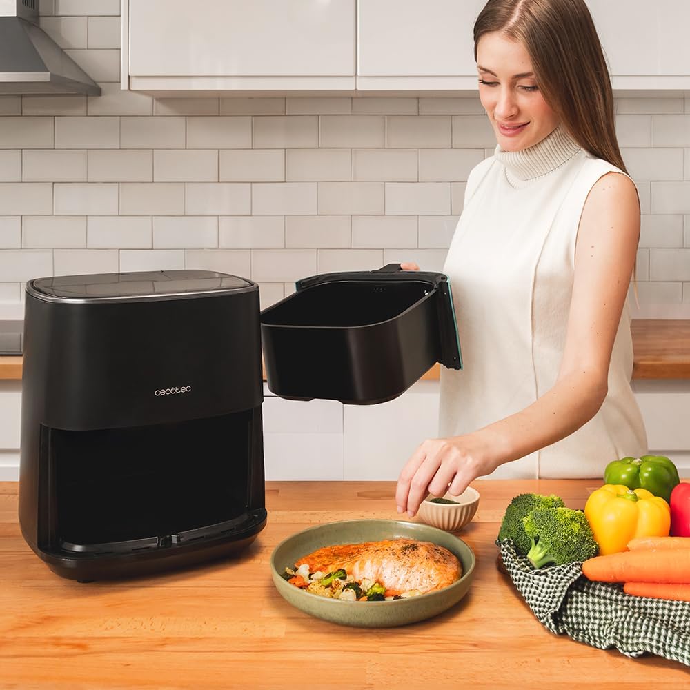 Cecotec Heissluftfritteuse ohne Öl, 5,5 L, Cecofry Fantastik 5500 Pack. Air Fryer. 1500 W, Edelstahl