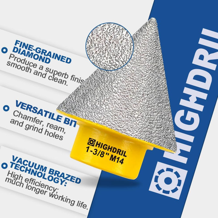 Diamant Fingerfräser - HIGHDRIL 82mm Diamant-Fasenfräser mit M14 Gewinde zum Vergrössern und Beschne