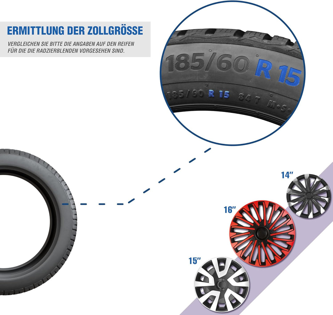 Petex RB535116 Radzierblende Radical Pro Grösse 16 Zoll 2-fach lackiert mit Chromring Material: ABS