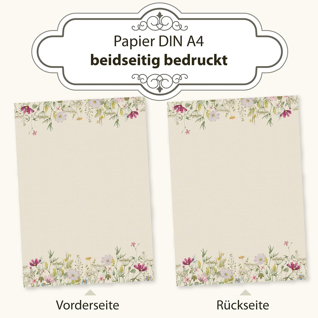 Wildblumen Briefpapier 500 Blatt Papier DIN A4 beidseitig floral Natur nachhaltig für Frauen Schreib