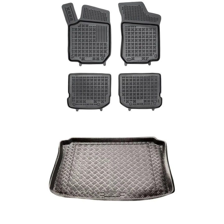 MOTOS Satz Gummifussmatten und PE Kofferraumwanne für SEAT Leon I MK1 1999-2005 Verbessern Sie Ihren