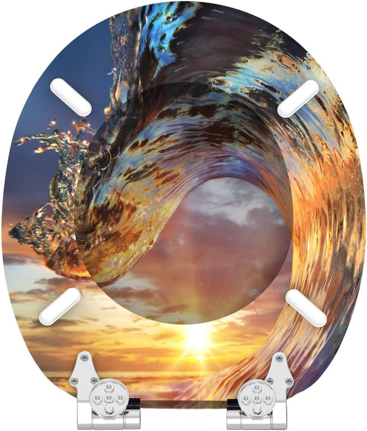 Sanilo WC-Sitz mit Absenkautomatik, Toilettensitz mit Absenkautomatik, einfache Befestigung (Wave),