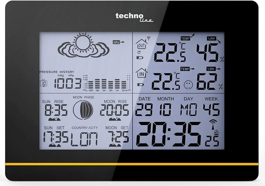 Technoline WS 6750 moderne Wetterstation mit Vorhersage von Wettersituation und Anzeige von Mondphas