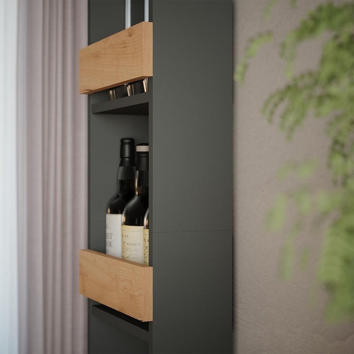 Vicco Weinglasregal Repose, Goldkraft Eiche/Anthrazit, 30 x 180 cm, zur Wandmontage mit Halterungen