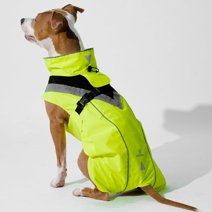 DOGOPAL Regenmantel Hund wasserdicht für kleine & grosse Hunde - Gelber Hunderegenmantel mit Reflekt