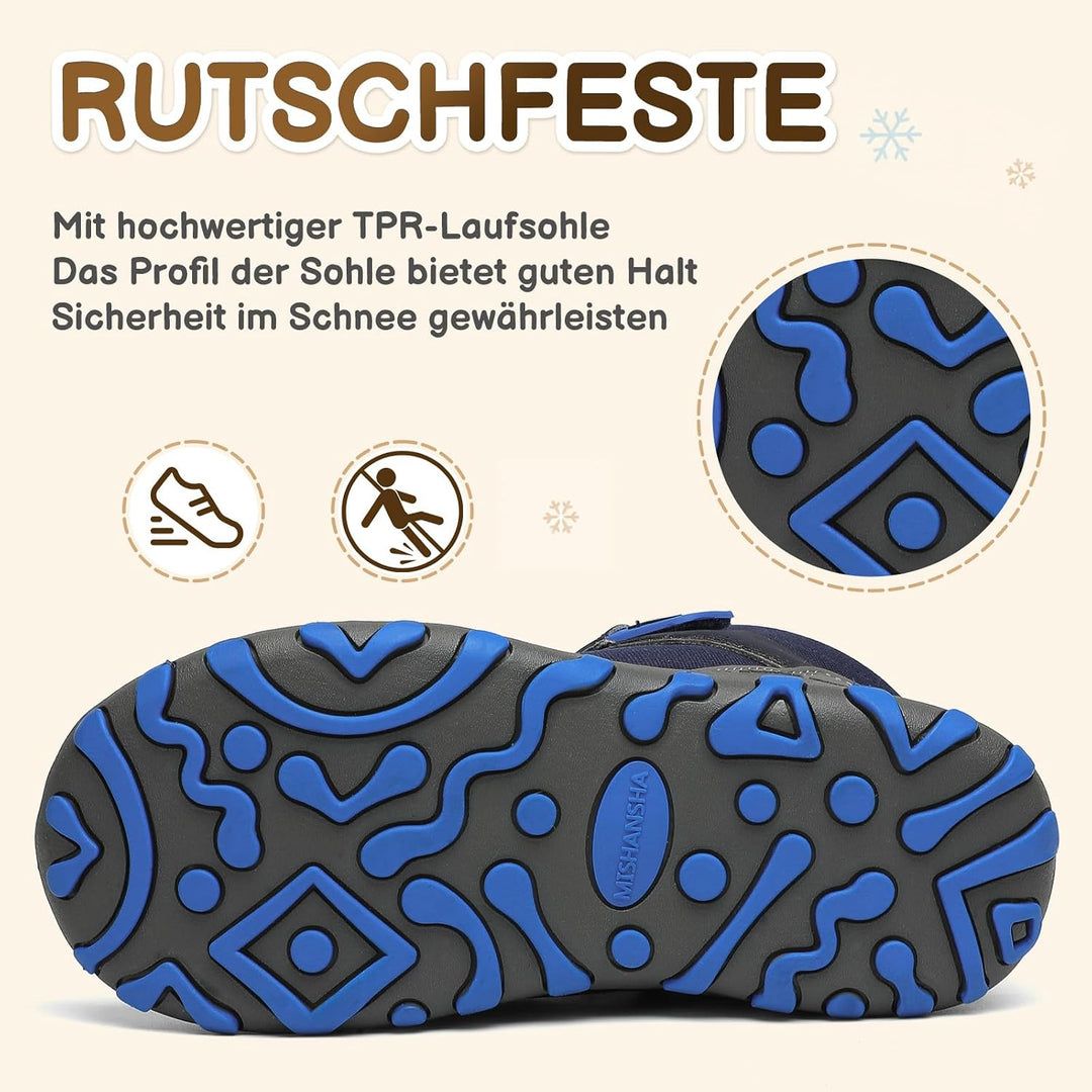 Mishansha Kinder Winterschuhe Gefüttert Winterstiefel für Jungen Mädchen Gr.24-38 26 EU Dunkelblau,