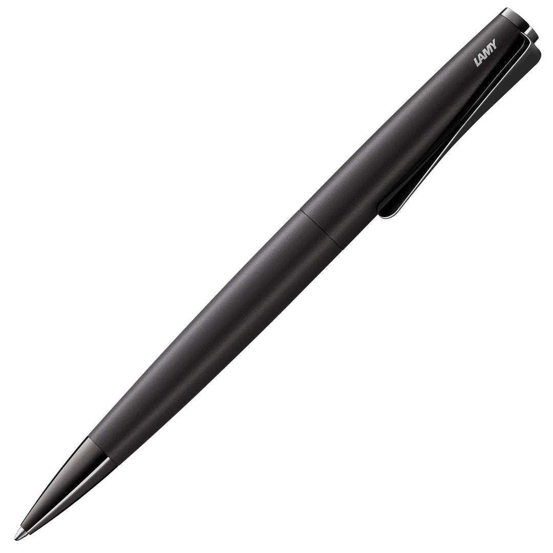 LAMY studio Premium Kugelschreiber 266 aus Edelstahl in schwarzem Lack-Finish, propellerförmige Clip