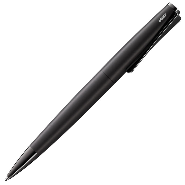 LAMY studio Premium Kugelschreiber 266 aus Edelstahl in schwarzem Lack-Finish, propellerförmige Clip