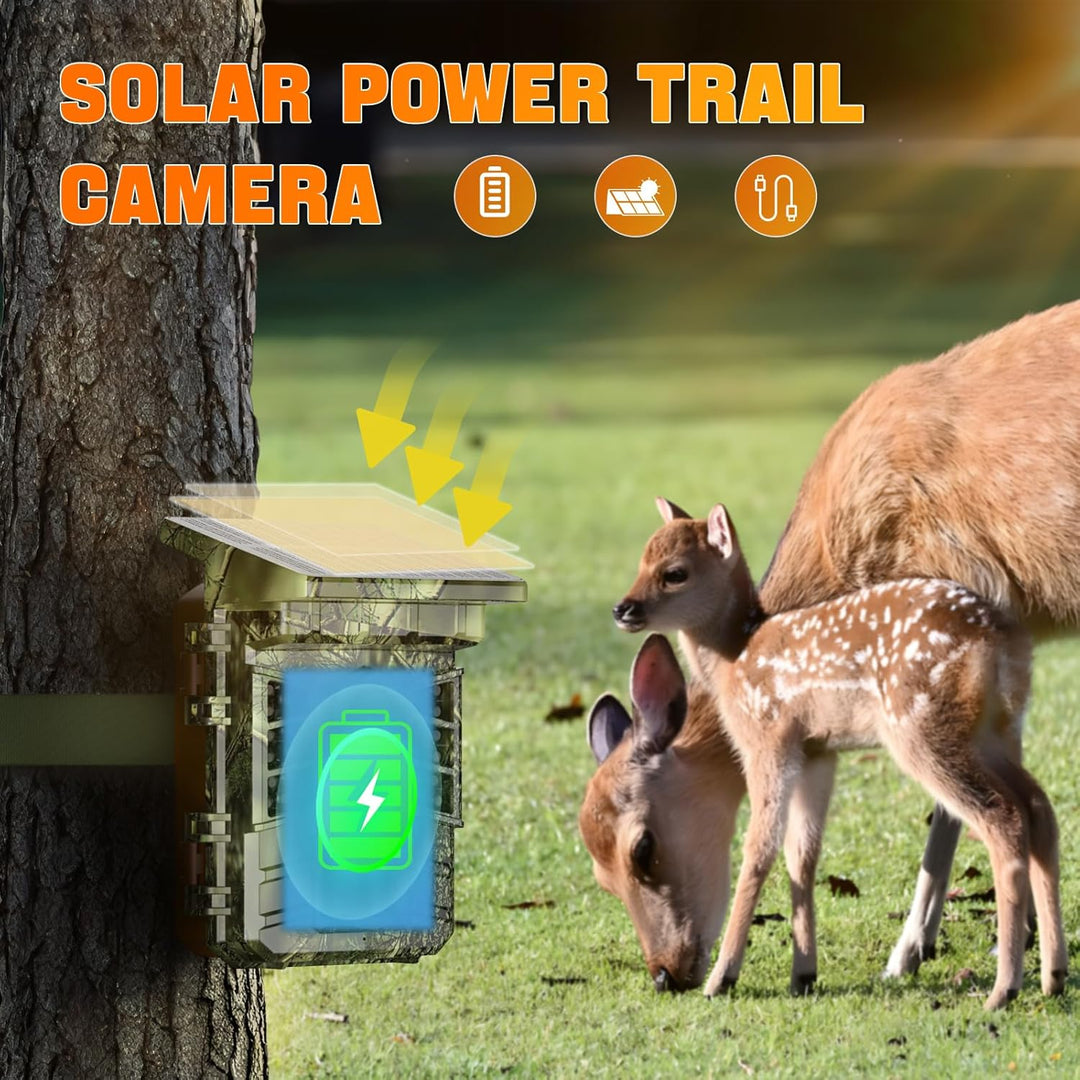 Coolifepro Wildkamera mit Handyübertragung App, 48MP 30FPS Solar WLAN Wildkamera, Wildtierkamera Ein